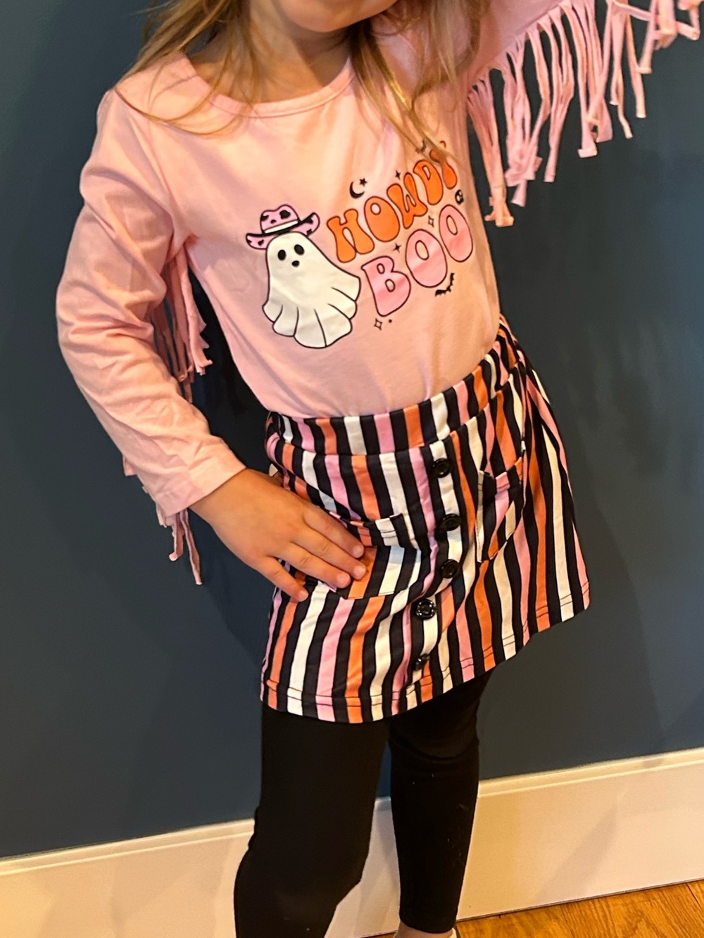 Girls Halloween skirt and top set